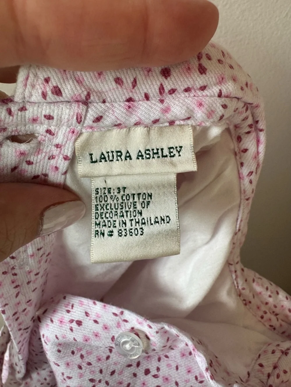 Laura Ashley Vintage Floral Embroidered Peter Pan Collar Smocked Dress Size 3T